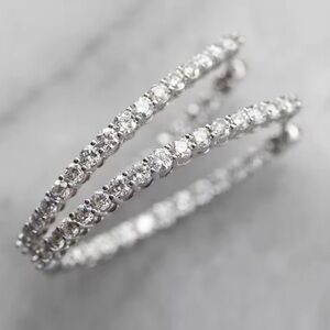 Silver Oval Crystal Hoop Earrings